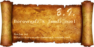Borovnyák Immánuel névjegykártya
